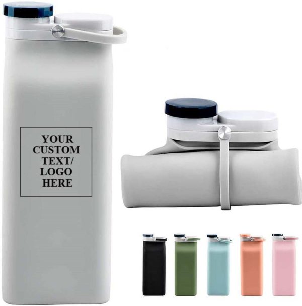 20 Oz Foldable Silicone Water Bottle