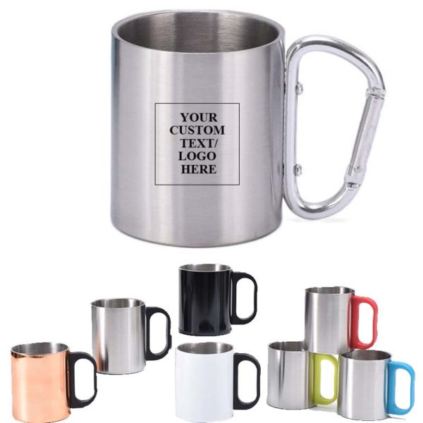 7.5oz Double-walled Camping Mug With Screw Carabiner Handle