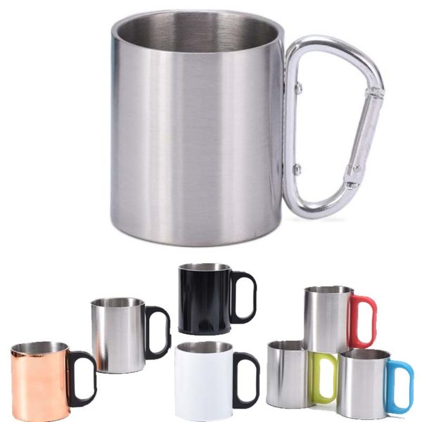 7.5oz Double-walled Camping Mug With Screw Carabiner Handle - Image 2
