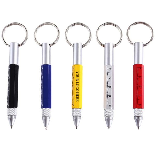 Multi Function 6-In-1 Tool Stylus Twist Pen With Key Ring - Image 2