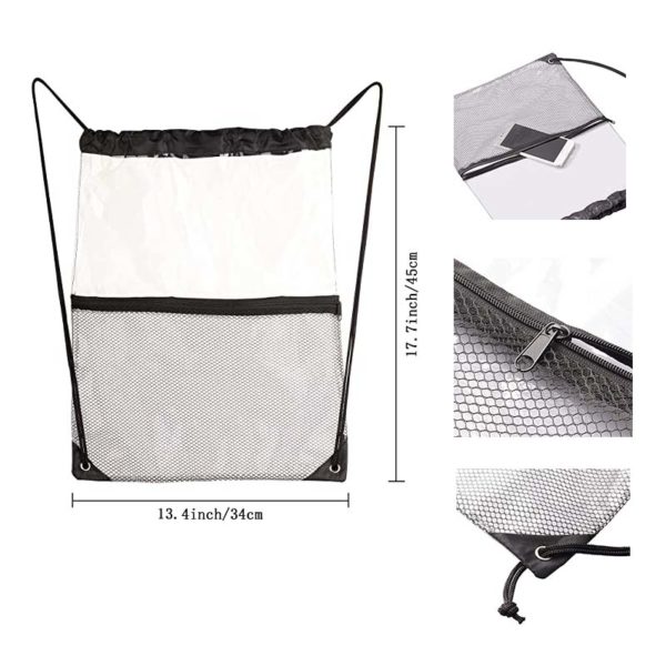 Clear Bag with Front Zipper Mesh Pocket - Image 2