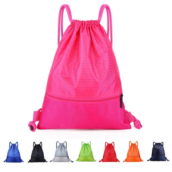 Football Shape Fabric Large Drawstring W/ Zipper - Image 2