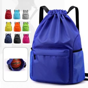 Nylon Drawstring Backpack with Front Pocket