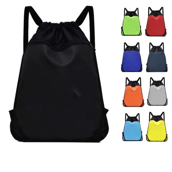 Adjustable Strap Contrast Zipper Drawstring Bag - Image 2
