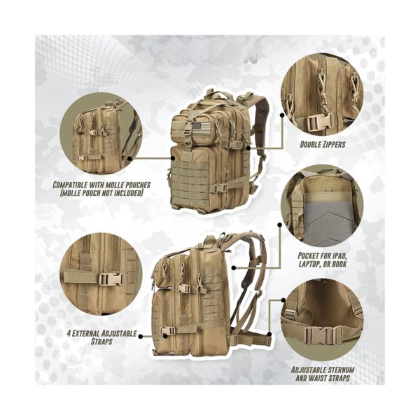45L Large 3 Day Bug Out Bag Hiking Rucksack - Image 3