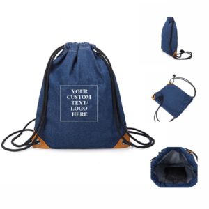 Demin Strawstring Backpack