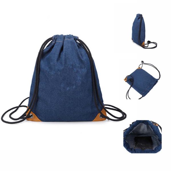 Demin Strawstring Backpack - Image 2
