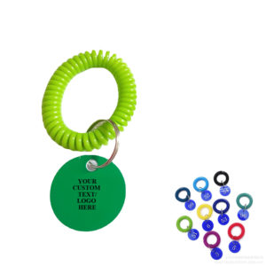 Imprinted Wrist Coil Key Ring w/Oval Tag