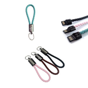 Knit PU Keychain USB Charging Cable
